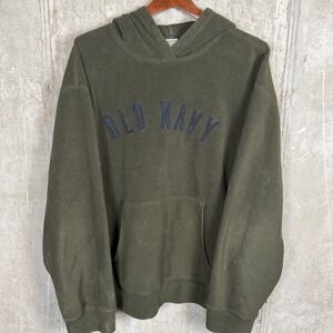 Old Navy Outlet Mens XXL Fleece Hoodie Olive Green Embroidered spellout Pullover